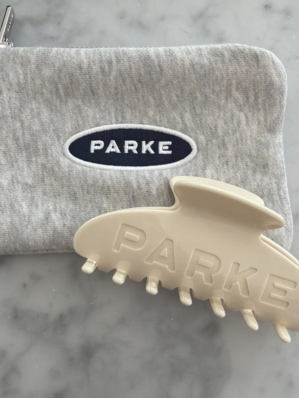 NEW PARKE Claw Clip and Zipper Pouch in Cream